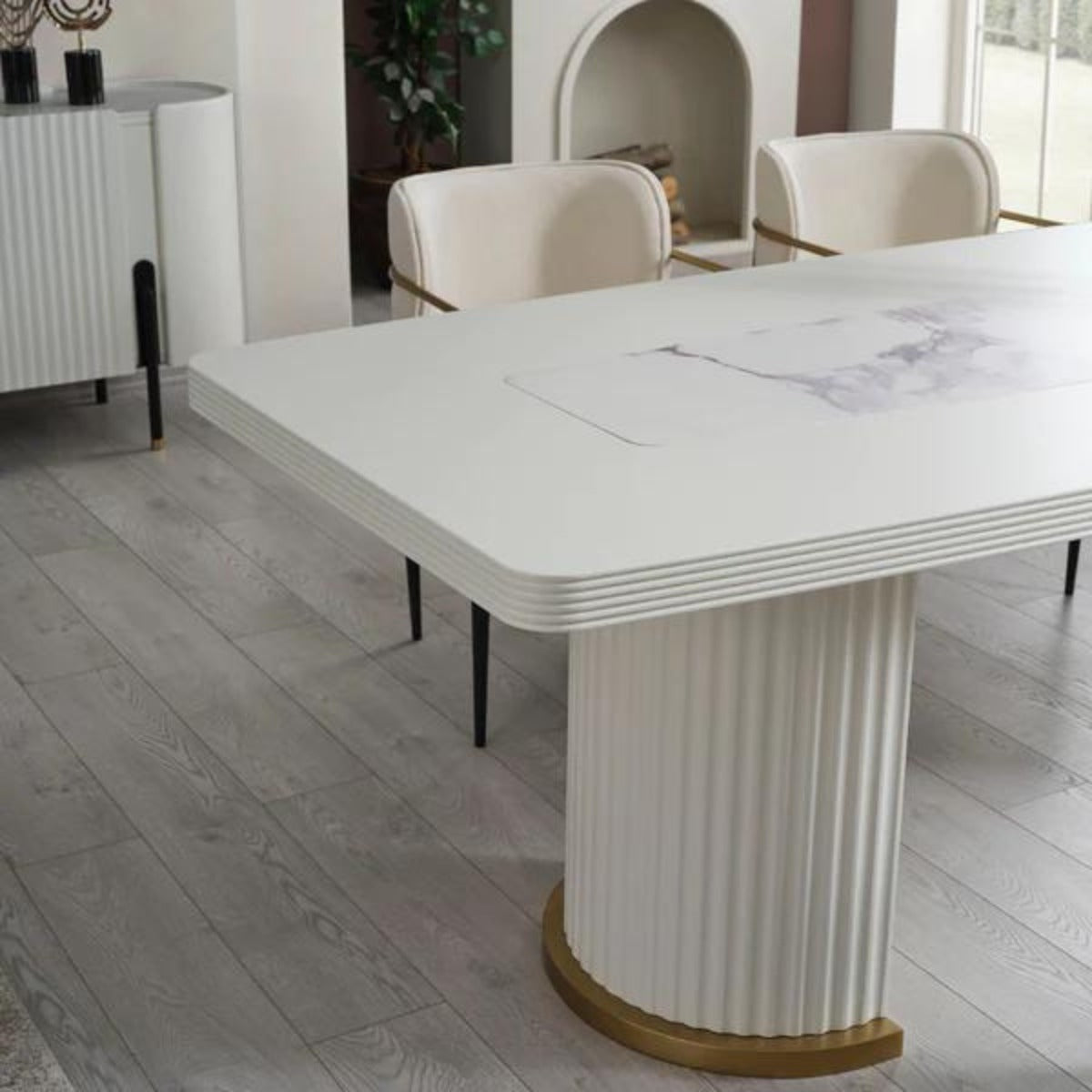Set Masa Cu 6 Scaune De Dining De Lux, Pietra
