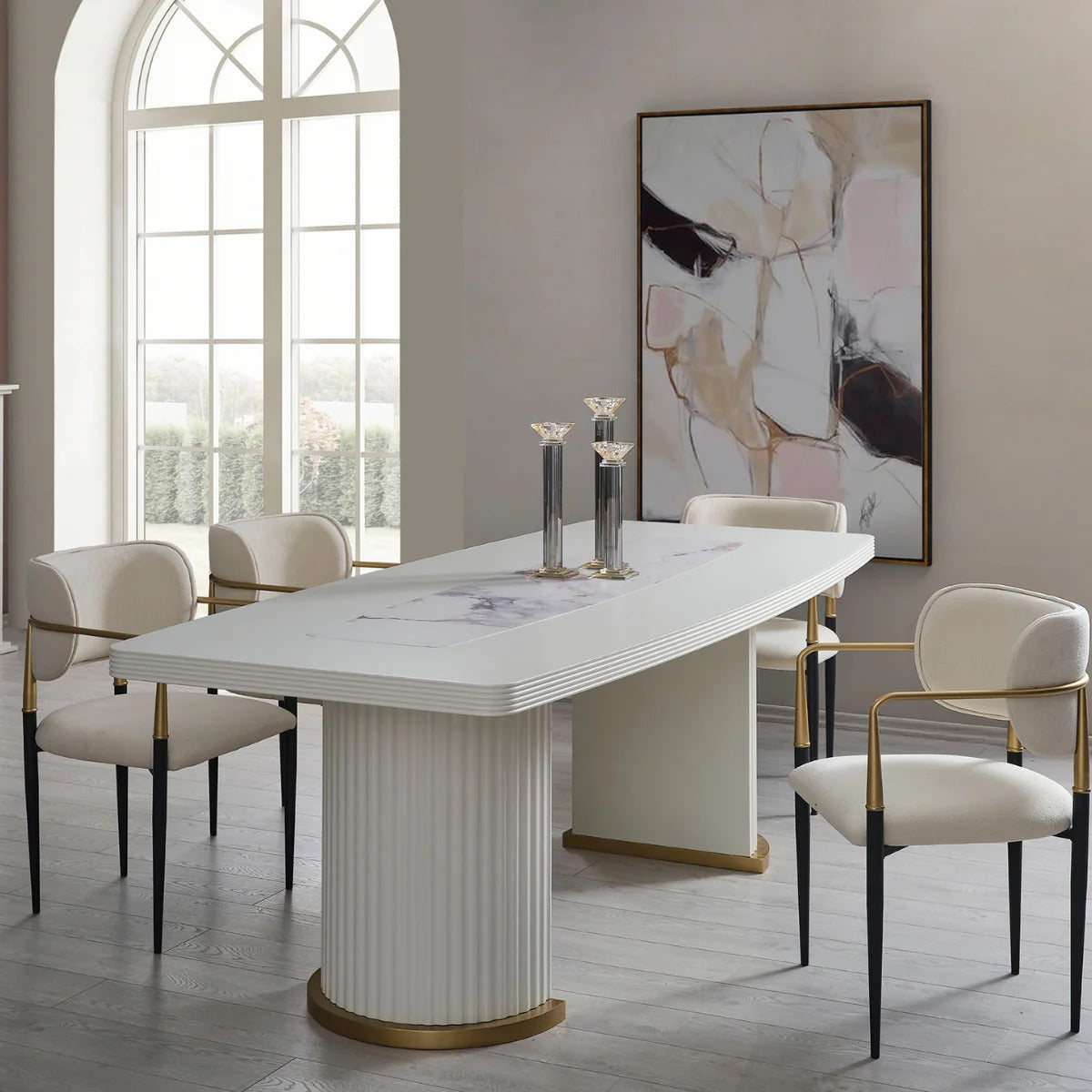 Set Masa Cu 6 Scaune De Dining De Lux, Pietra