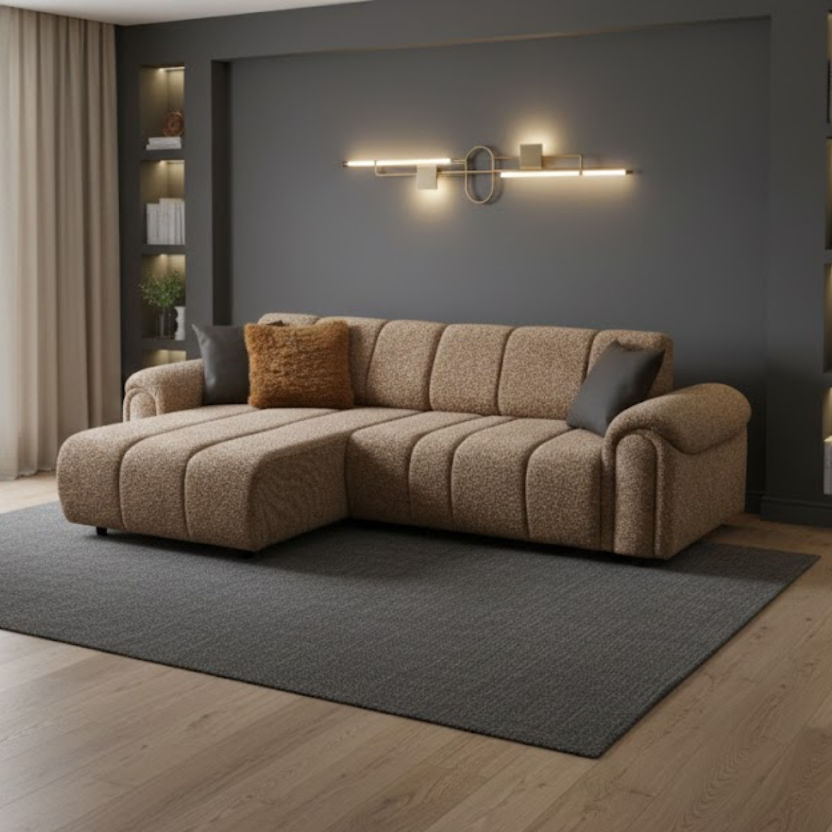 Colțar modular bouclé Lusso – design elegant și configurare flexibilă