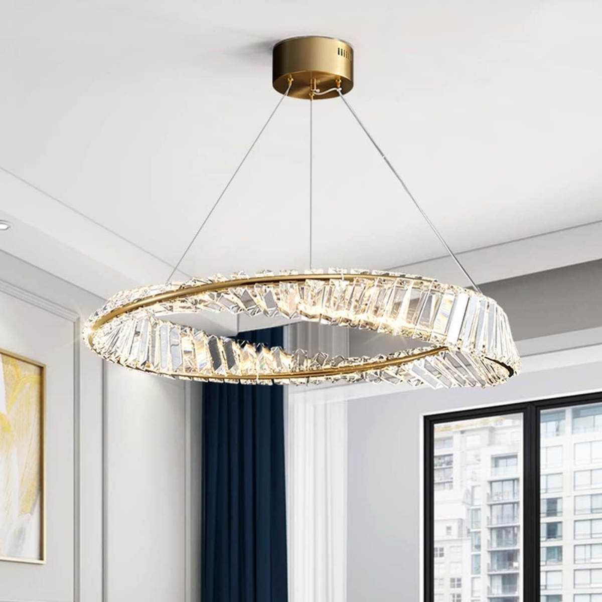 Lustra LED Cristal cu Telecomanda Kyla 36W Diametru 40cm Auriu