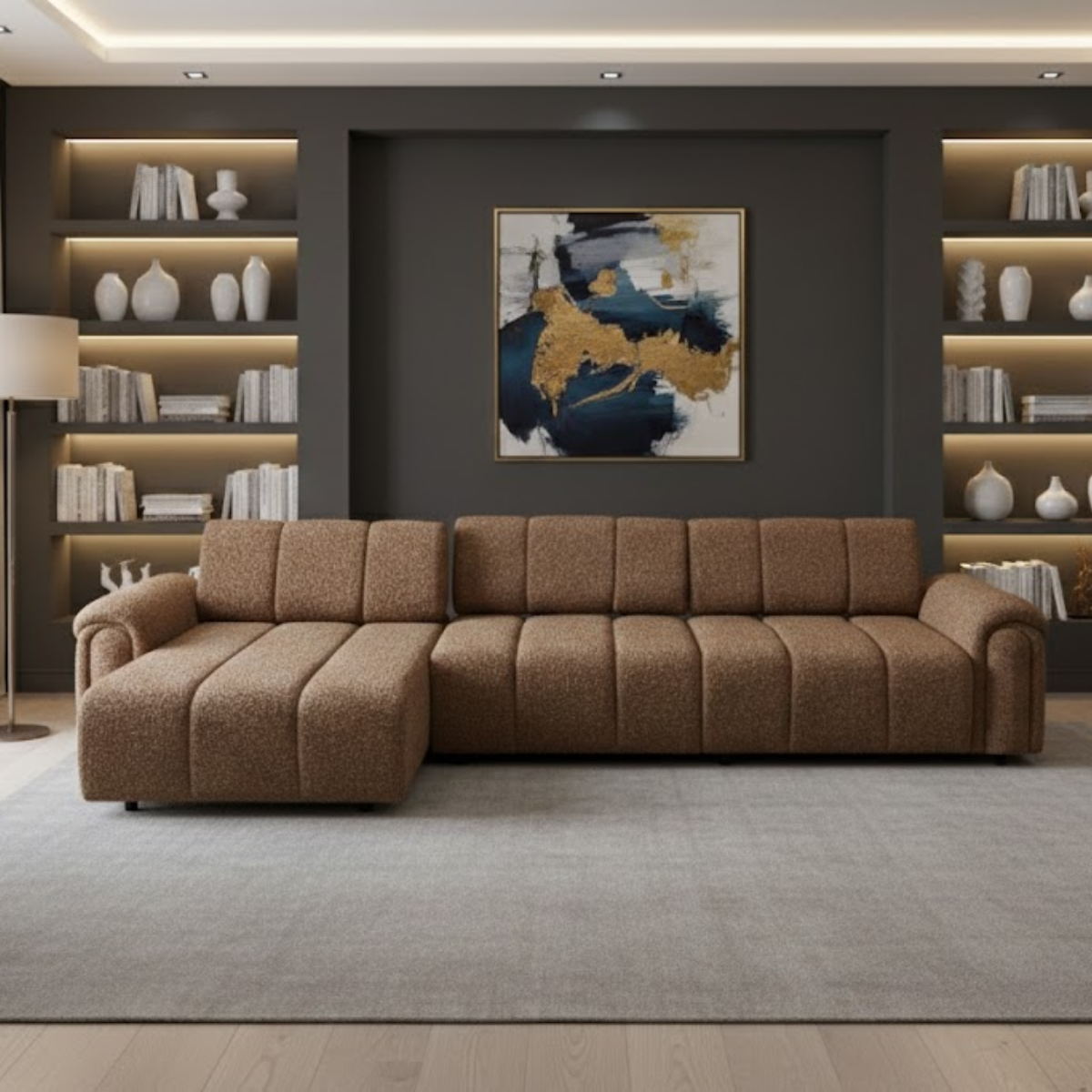 Colțar modular bouclé Lusso – design elegant și configurare flexibilă