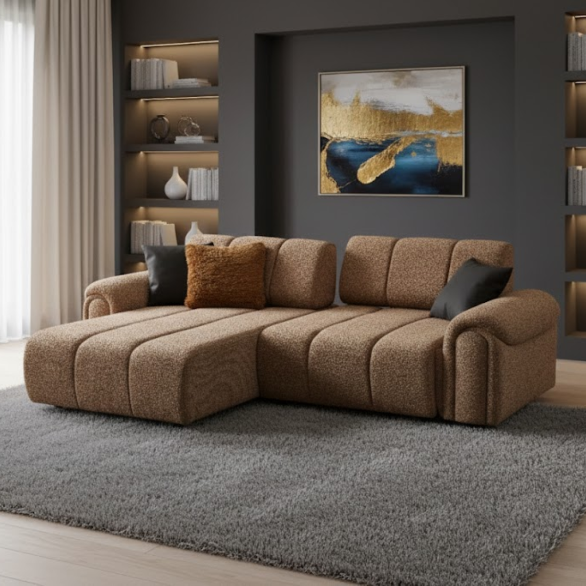 Colțar modular bouclé Lusso – design elegant și configurare flexibilă