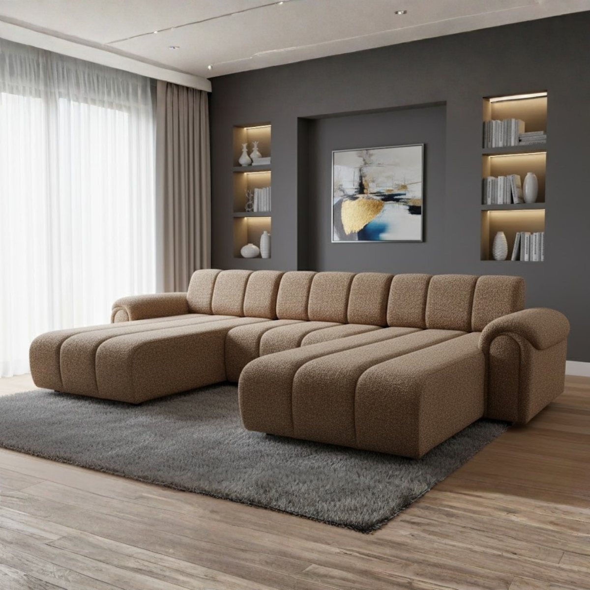Colțar modular bouclé Lusso – design elegant și configurare flexibilă