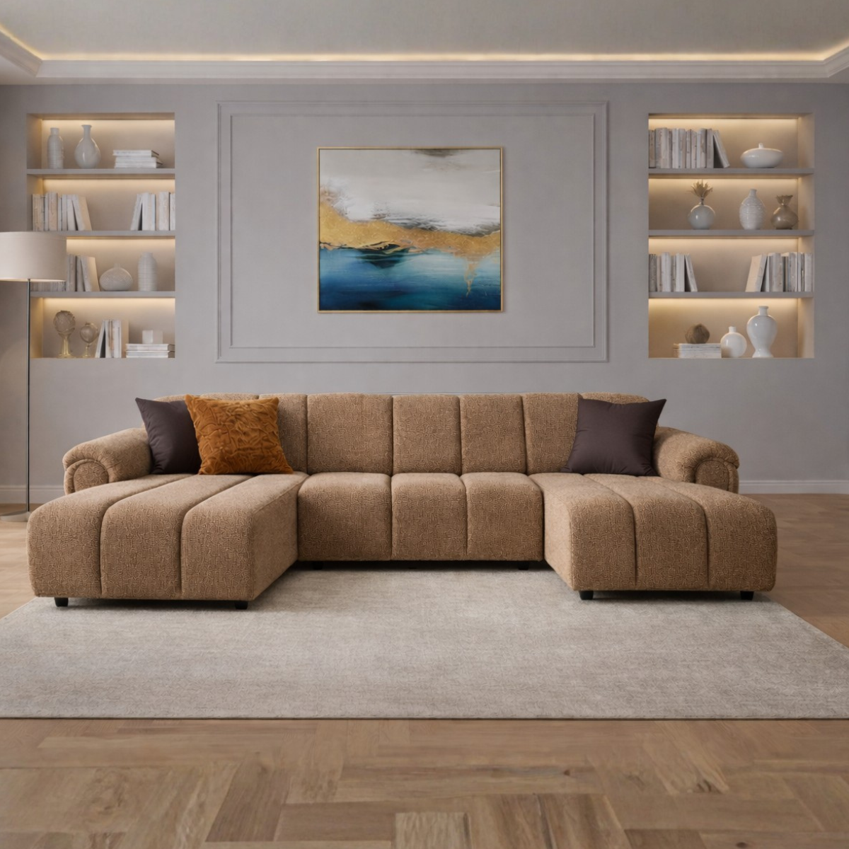 Colțar modular bouclé Lusso – design elegant și configurare flexibilă
