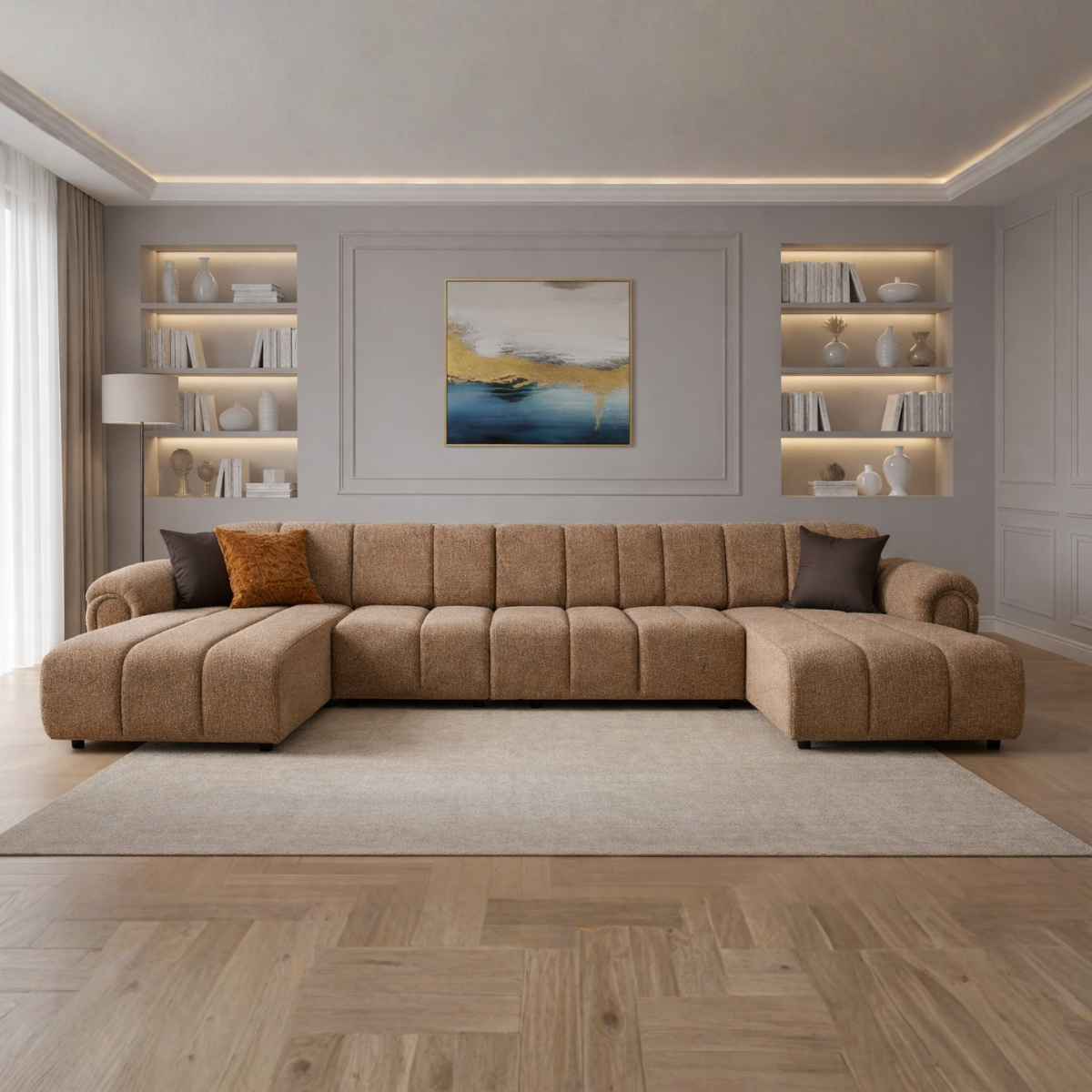 Colțar modular bouclé Lusso – design elegant și configurare flexibilă