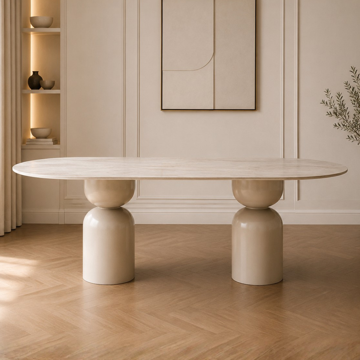 Masă Dining Lisbon – Blat Ceramic Personalizabil, Design Sculptural