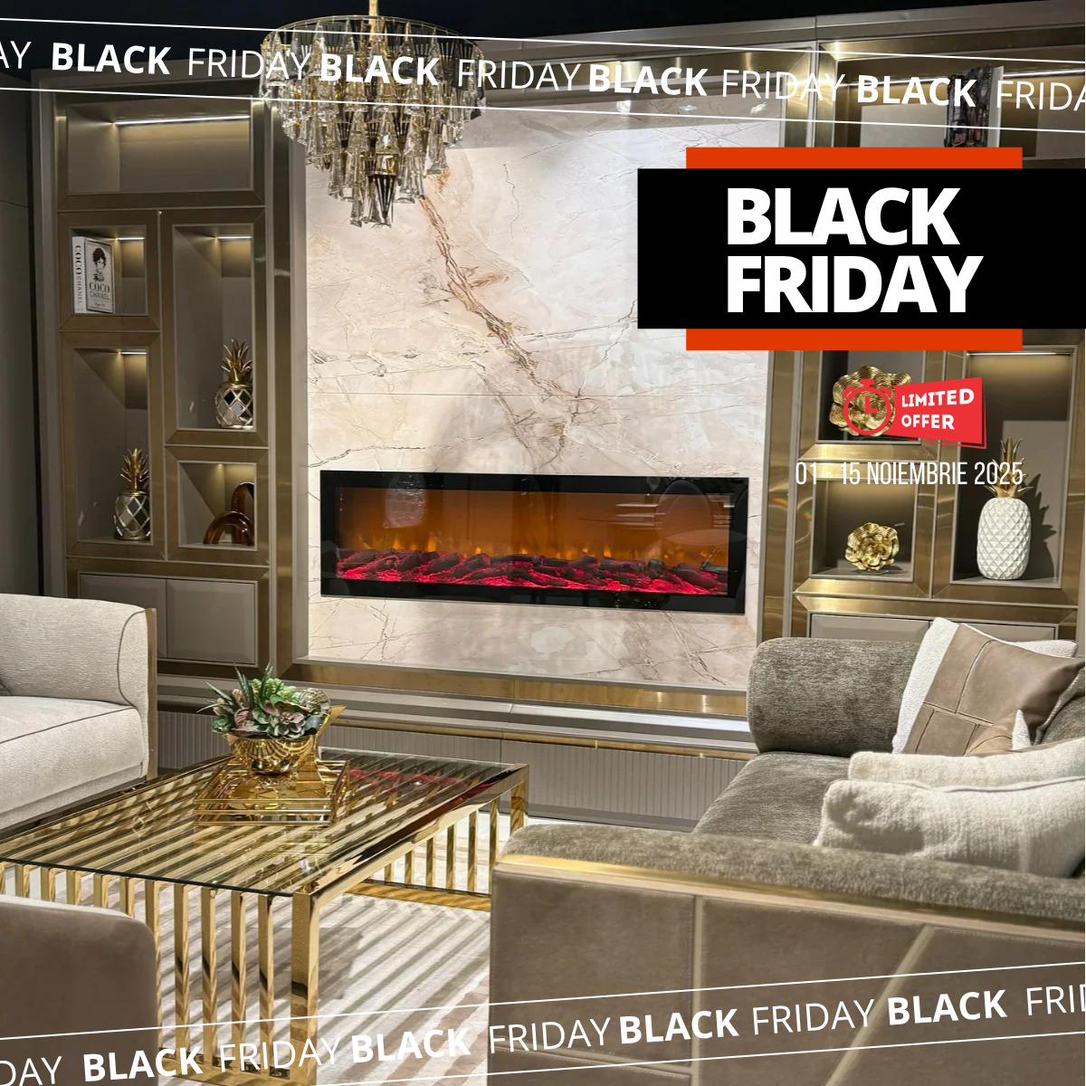 Comoda TV De Lux Cu Semineu, Insta