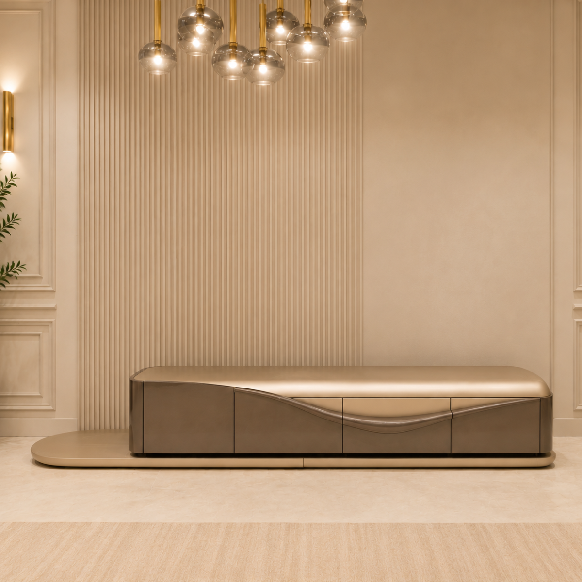 Comodă TV QUEEN – Mobilier TV Modern cu Design Sculptural și Finisaje Premium