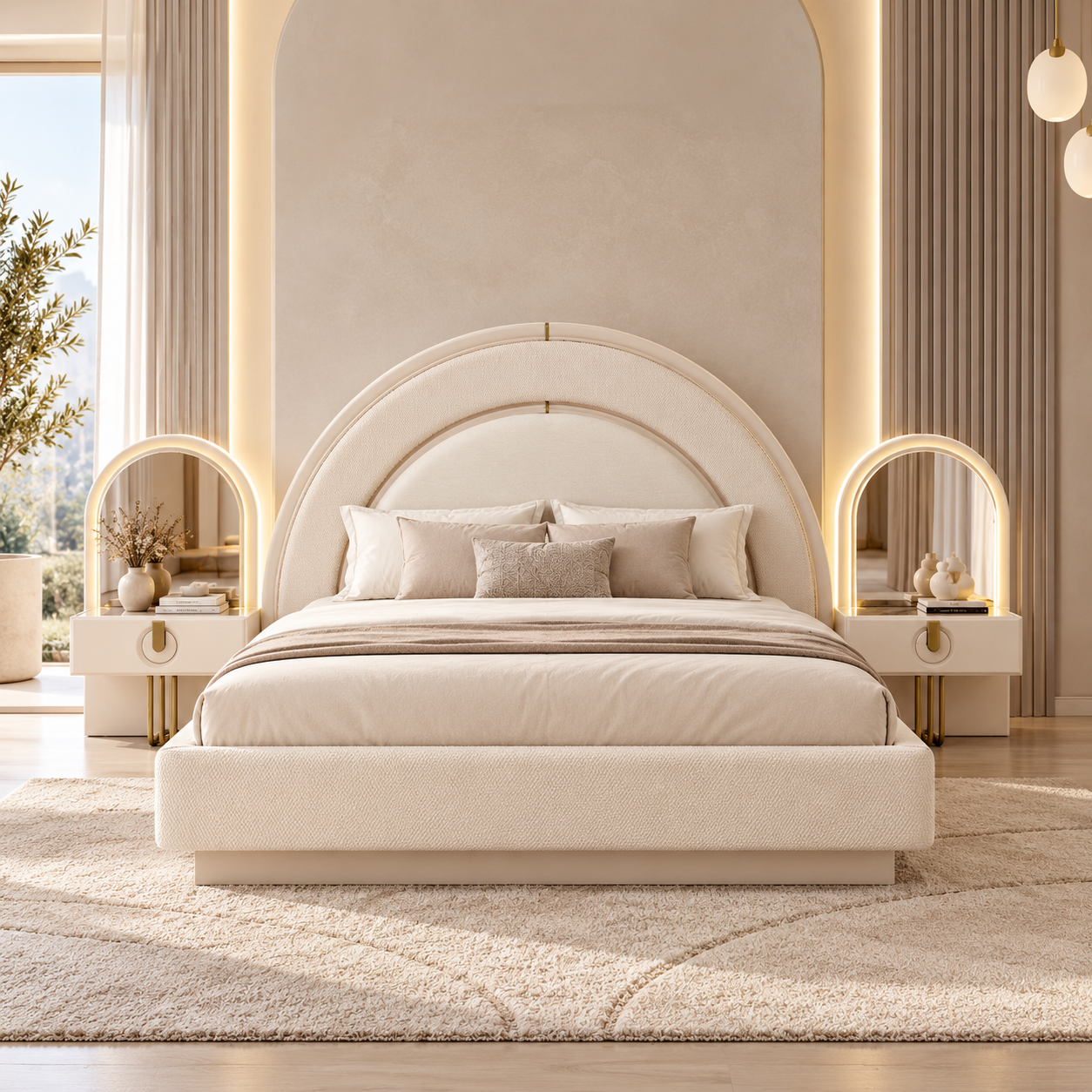 Dormitor Praga – Set Dormitor Modern și Elegant, Crem
