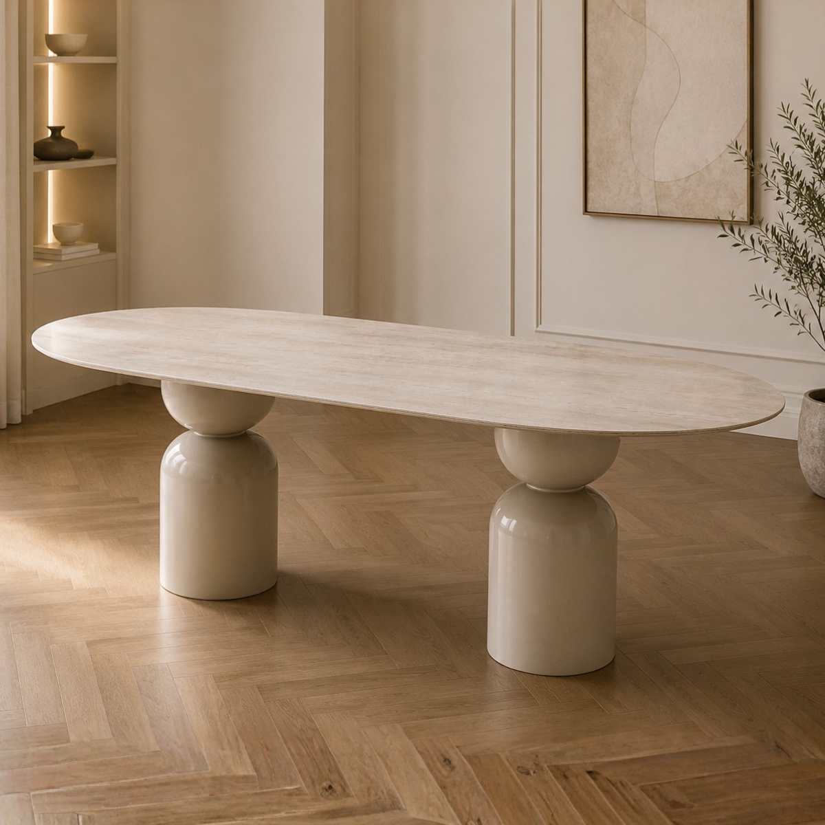 Masă Dining Lisbon – Blat Ceramic Personalizabil, Design Sculptural