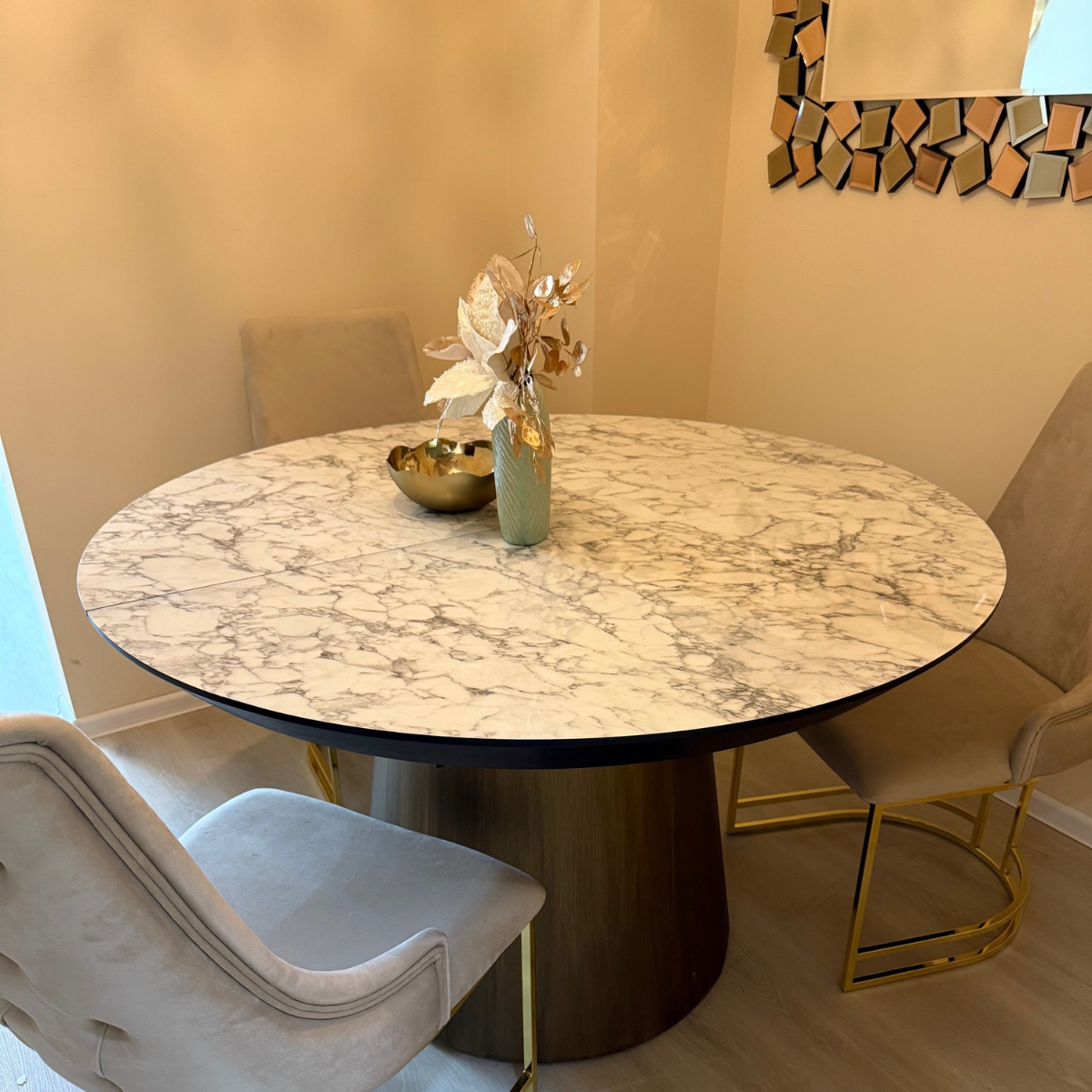 Masa De Dining Rotunda Extensibila, Marble Deco