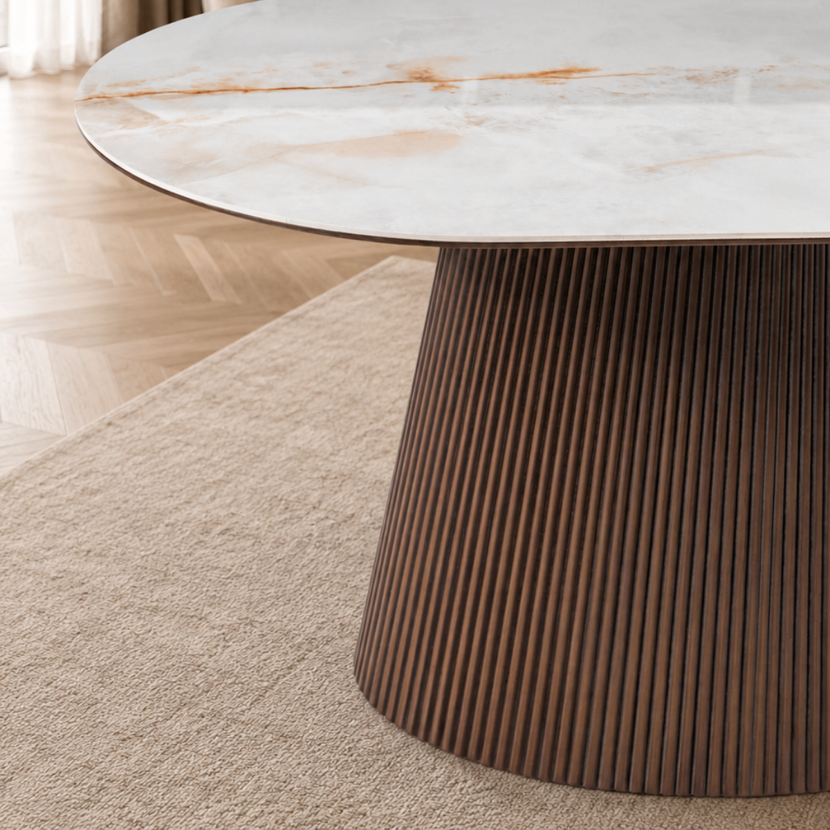 Masă Nero cu Blat Ceramic și Bază din Lemn – Design Modern Premium