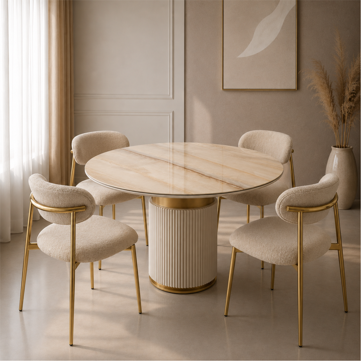 Masa De Dining Rotunda, Kara Ceramic