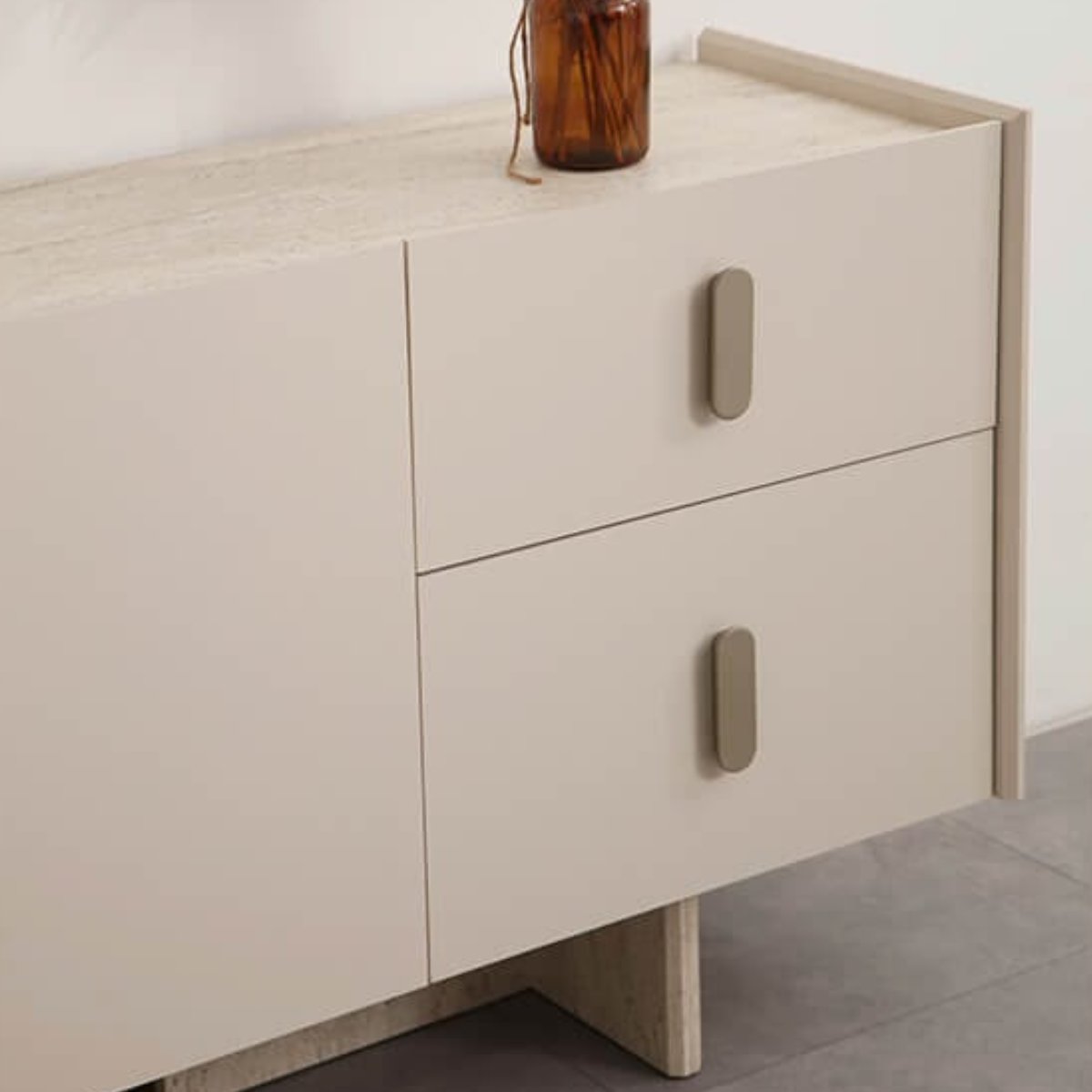 Comodă cu Oglindă PABLO – MDF cu Blat Marmorat, Design Modern și Elegant