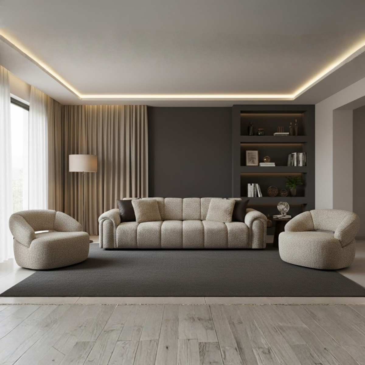 Set Canapele și Fotolii Bouclé Lusso – design modern și confort premium