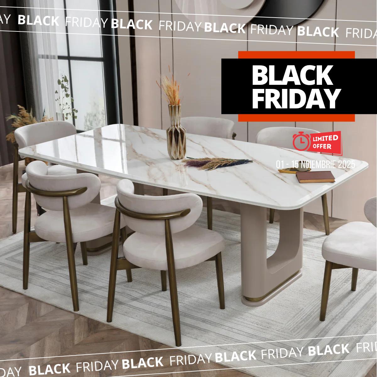 Set Masa de Dining de Lux, Idol-Defne