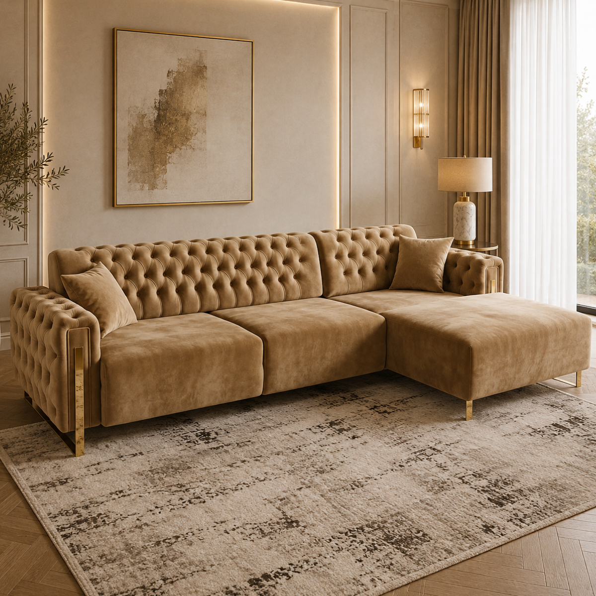 Colțar de lux cu șezlong extensibil , Asel