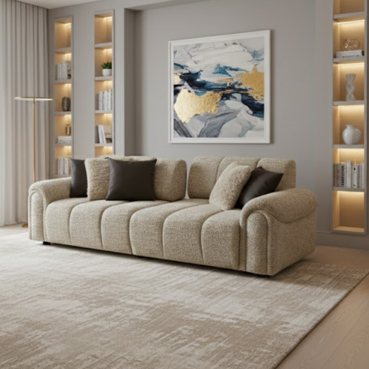 Set Canapele și Fotolii Bouclé Lusso – design modern și confort premium