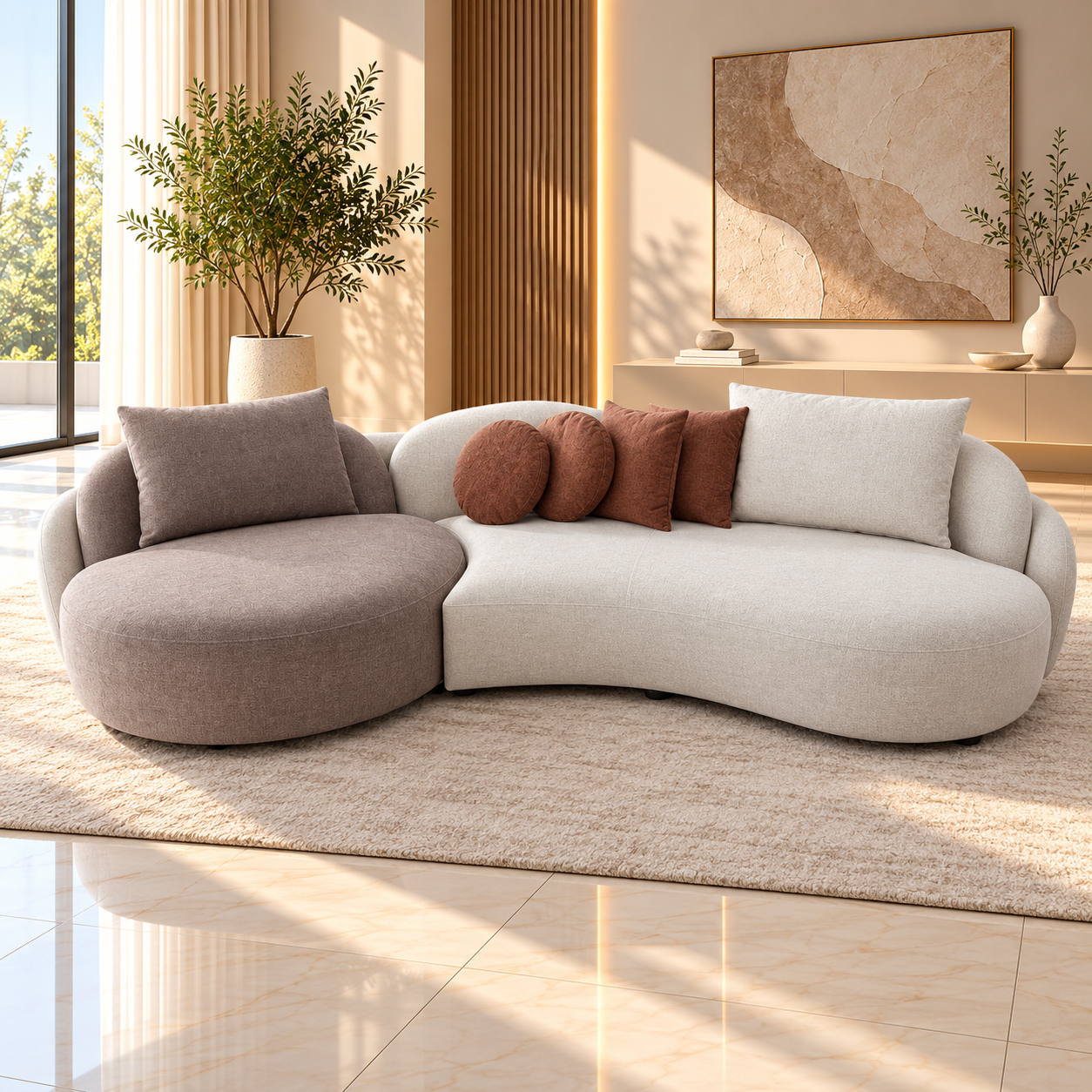 Canapea Modulară Noa – Design Curbat, Tapițerie Personalizabilă