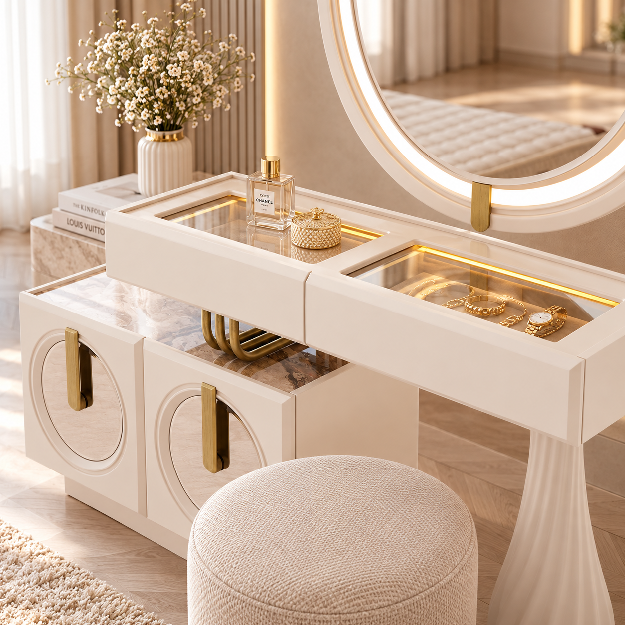 Dormitor Praga – Set Dormitor Modern și Elegant, Crem