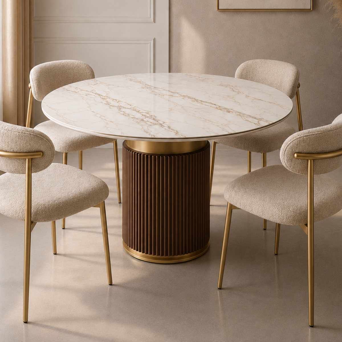 Masa De Dining Rotunda, Kara Ceramic