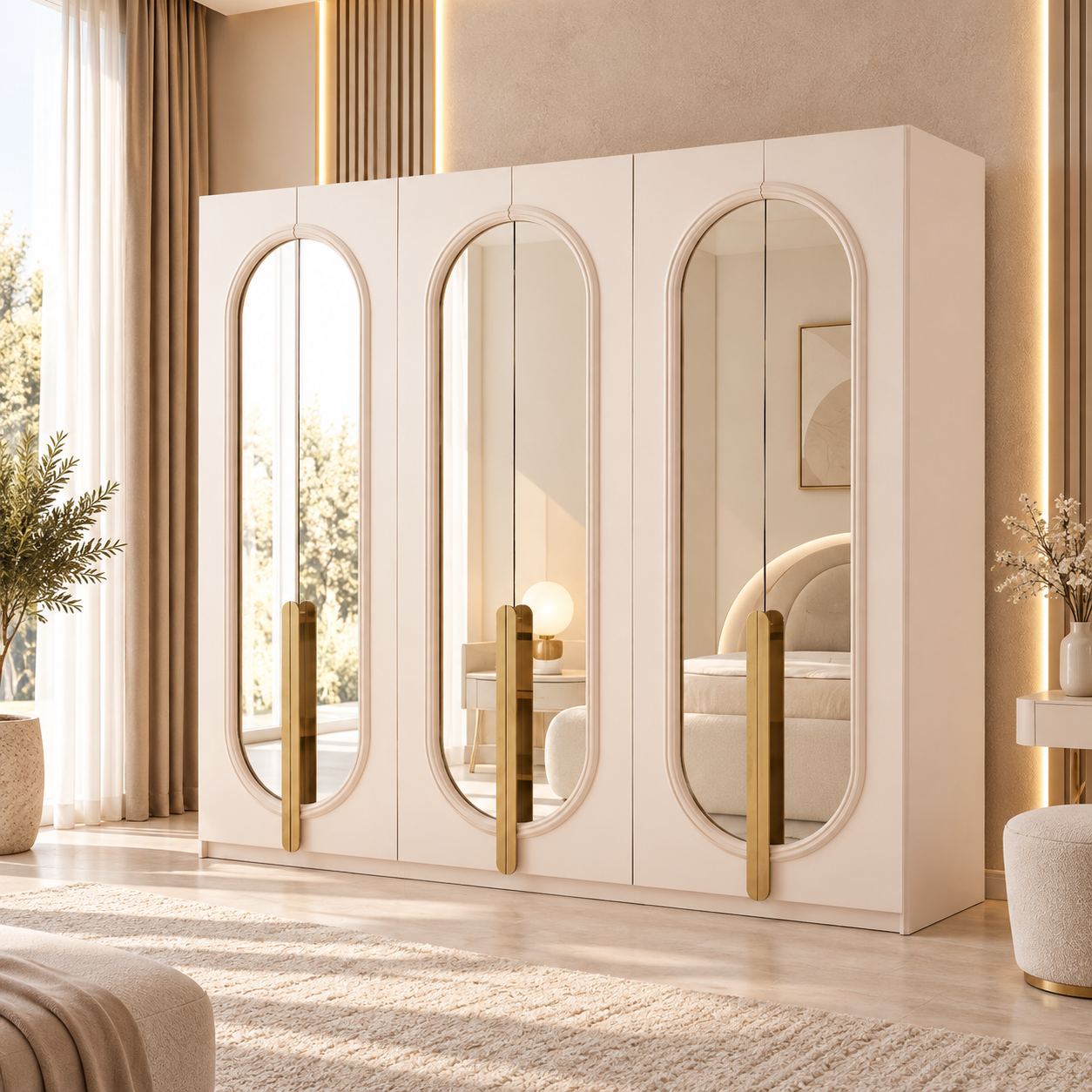 Dormitor Praga – Set Dormitor Modern și Elegant, Crem