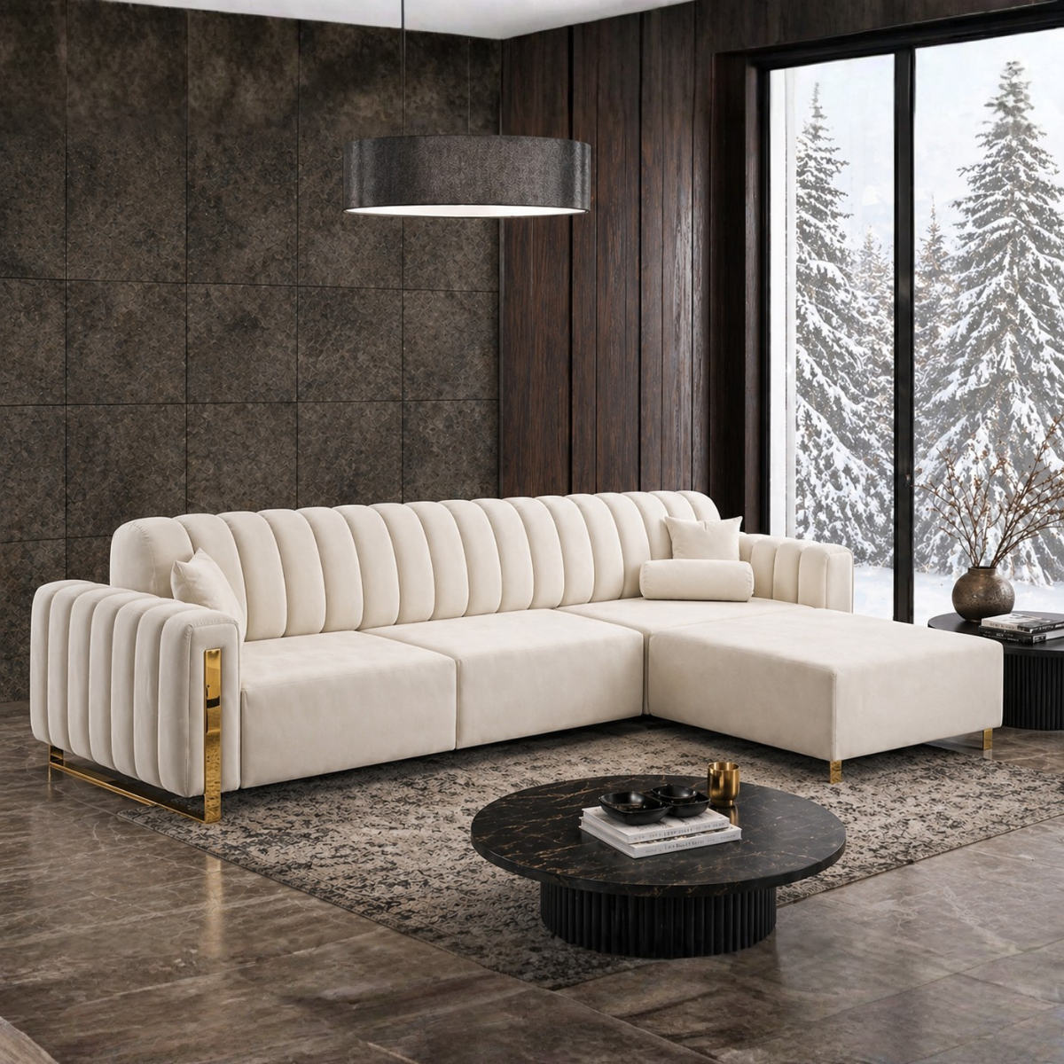 Colțar de lux cu șezlong extensibil , Asel
