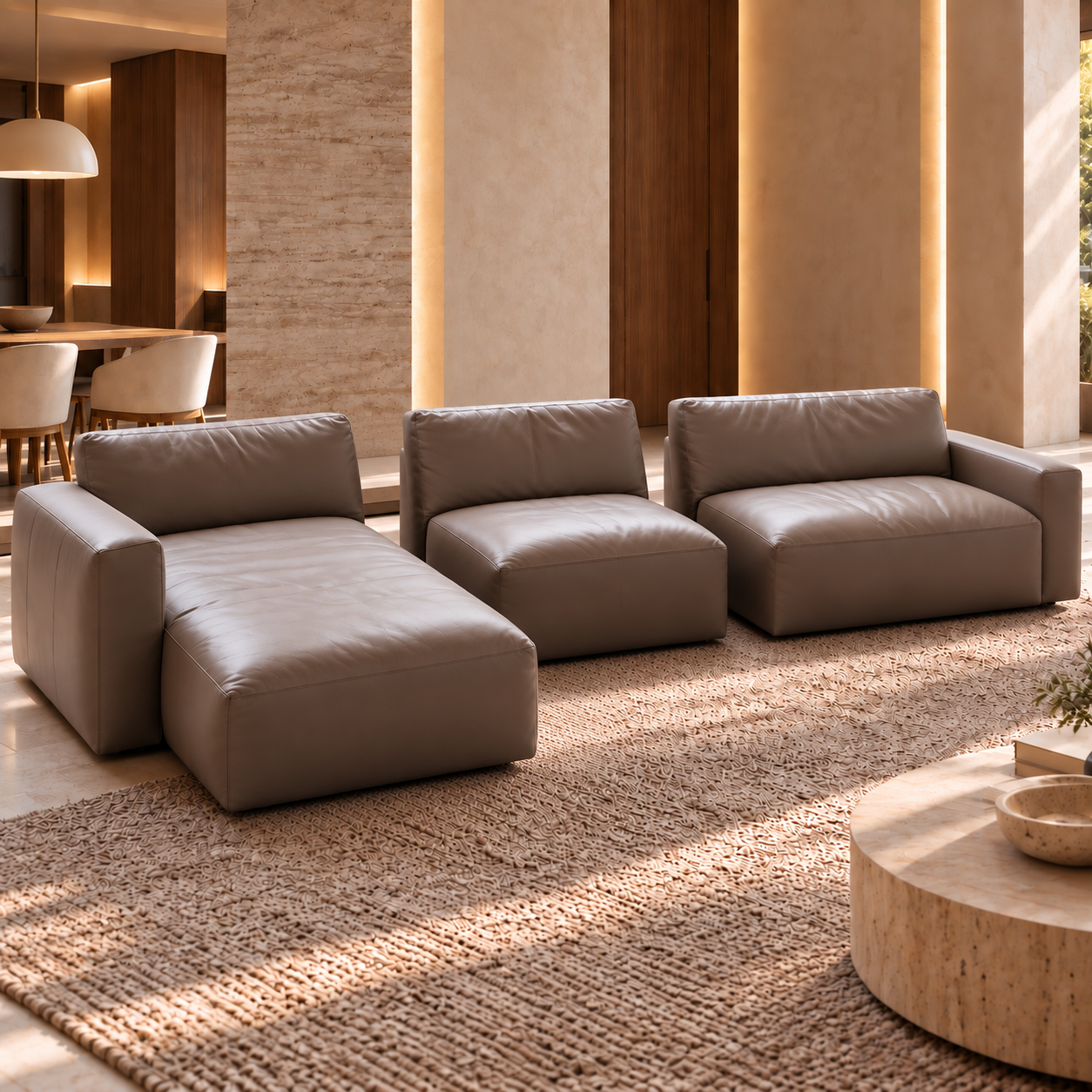 Colțar Modular Frida – Configurabil, Piele Ecologică sau Piele Naturală