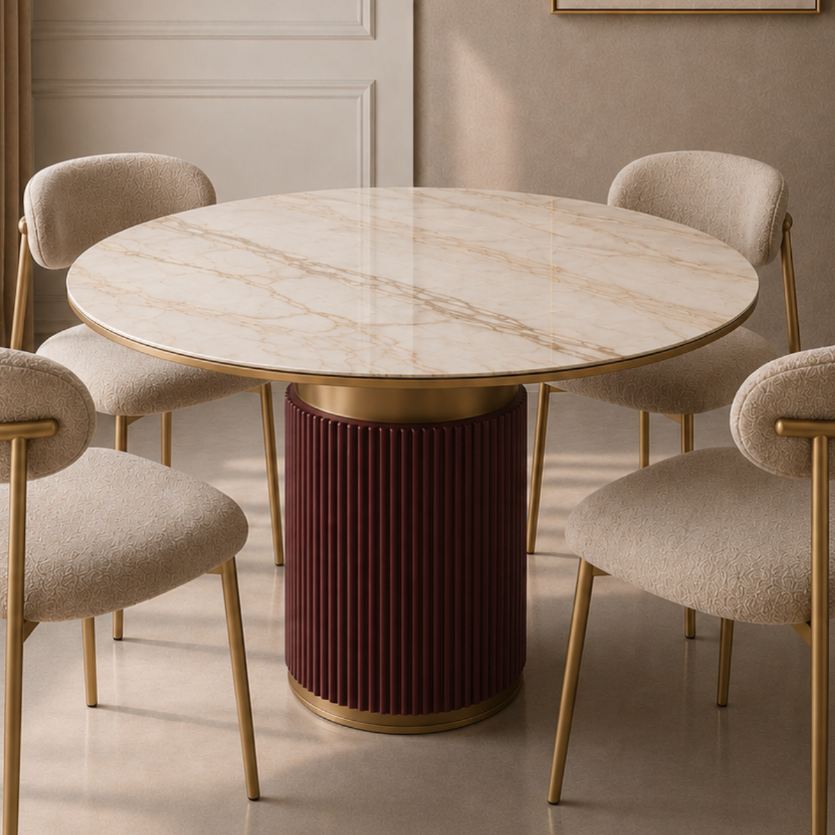Masa De Dining Rotunda, Kara Ceramic