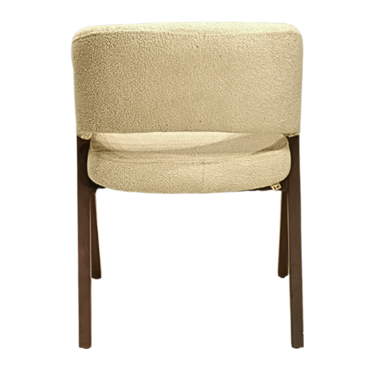 Beige chair with wooden legs on a white background