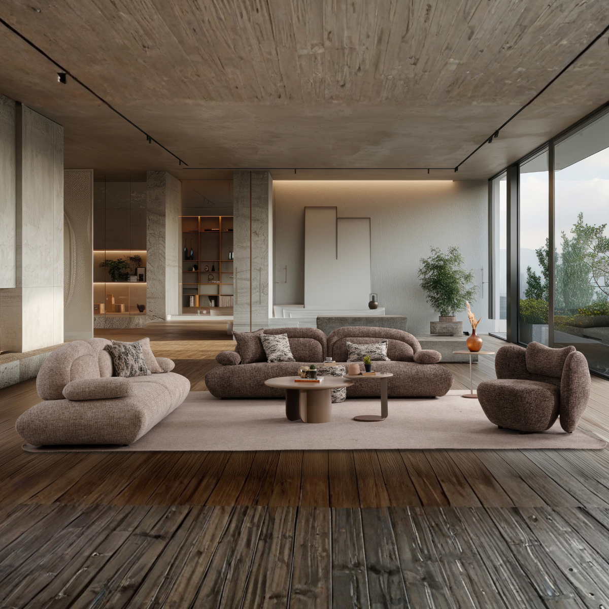 Set Canapea Vagner cu Spătar Extensibil & Fotoliu Designer