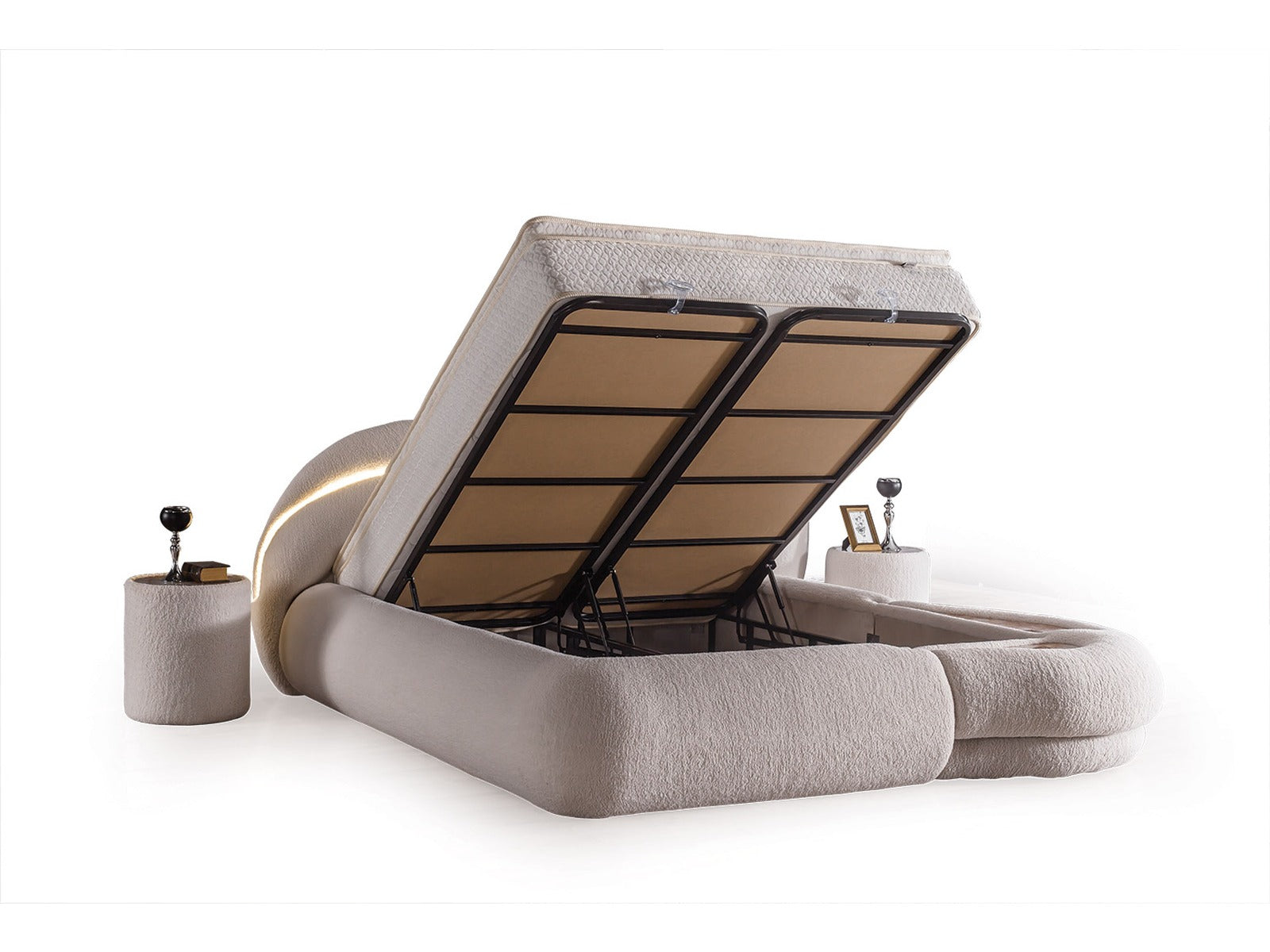 Set Pat tapițat cu iluminare LED  si saltea, Atlantic
