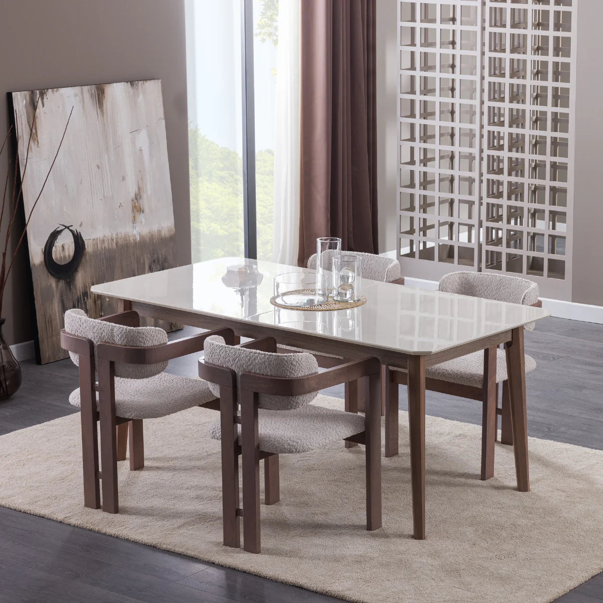 Set Masa Extensibila De Dining Cu 6 Scaune, Myra