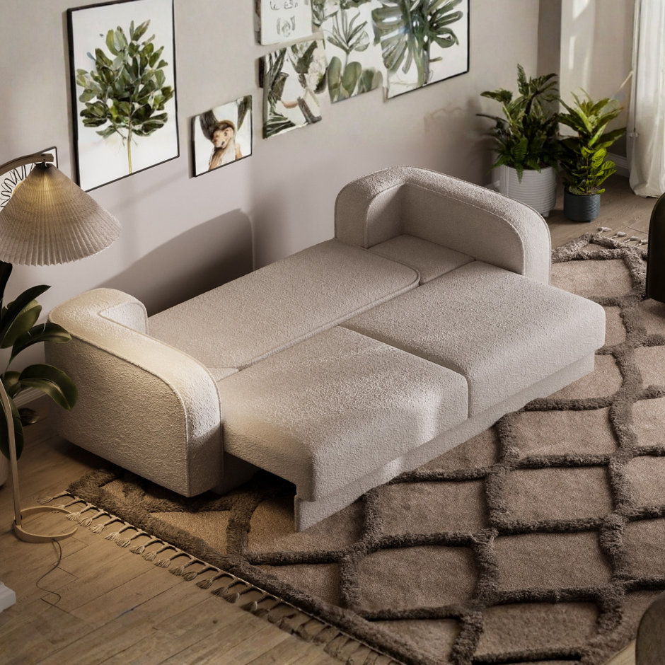 Canapea Extensibila Bouclé Ruby – design modern pentru living
