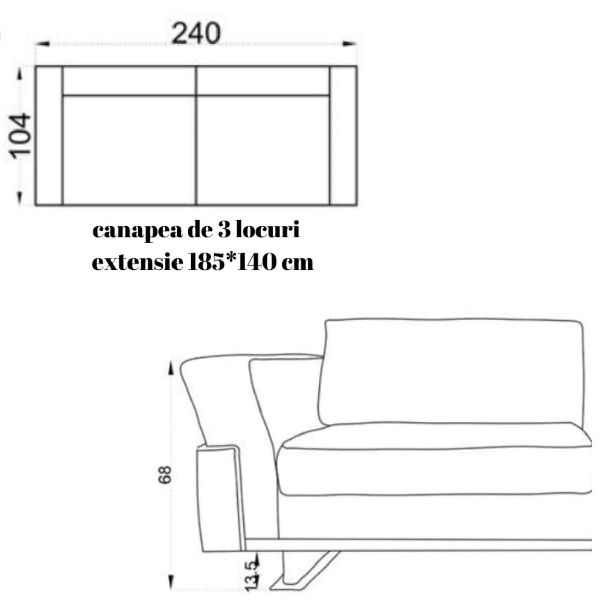 Canapea Extensibila De 3 Locuri, Royal De Lux