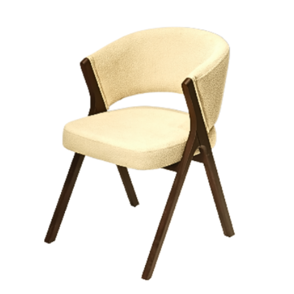 Beige chair with wooden legs on a white background