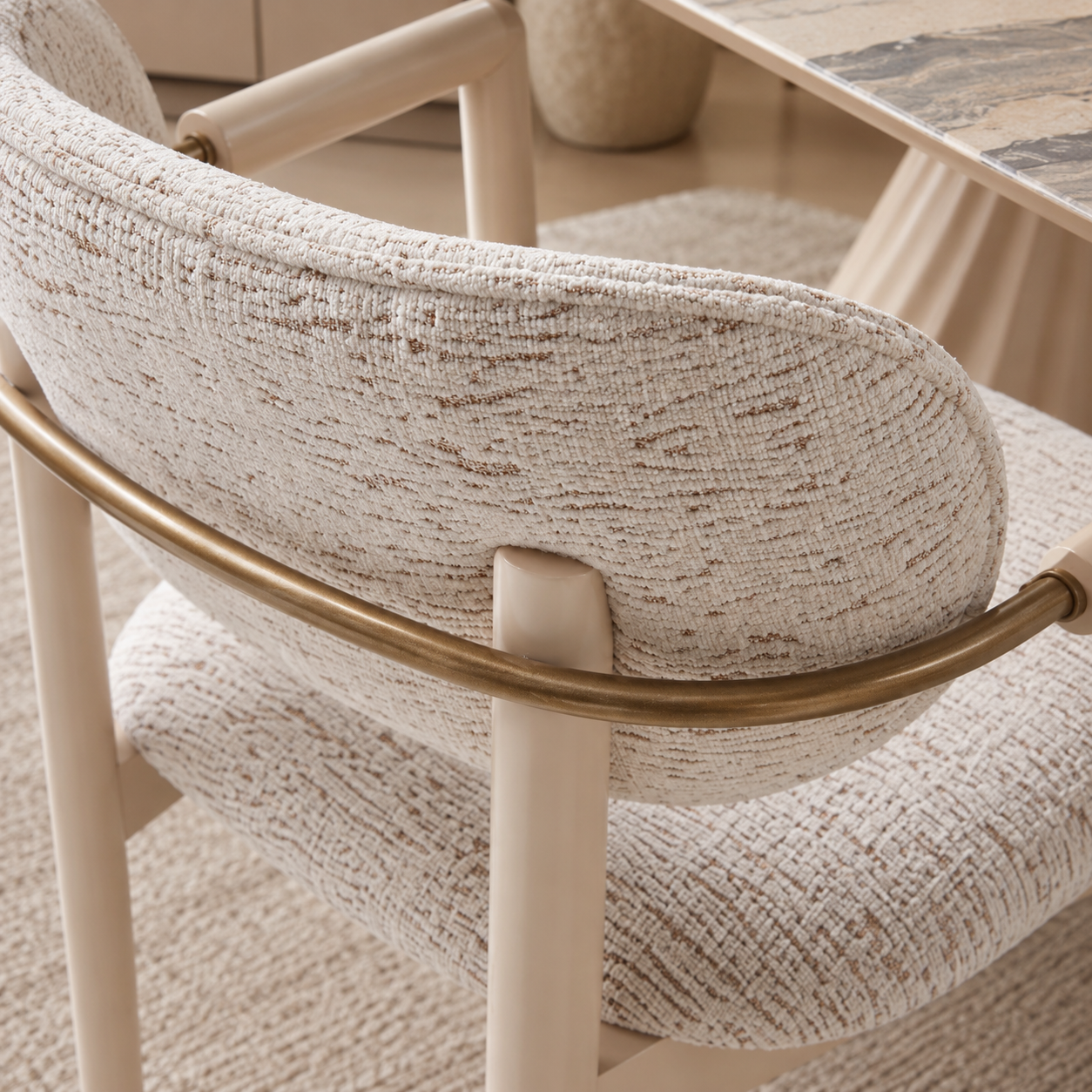 Masă Dining Praga cu 6 Scaune – Design de Lux, Blat Marmurat