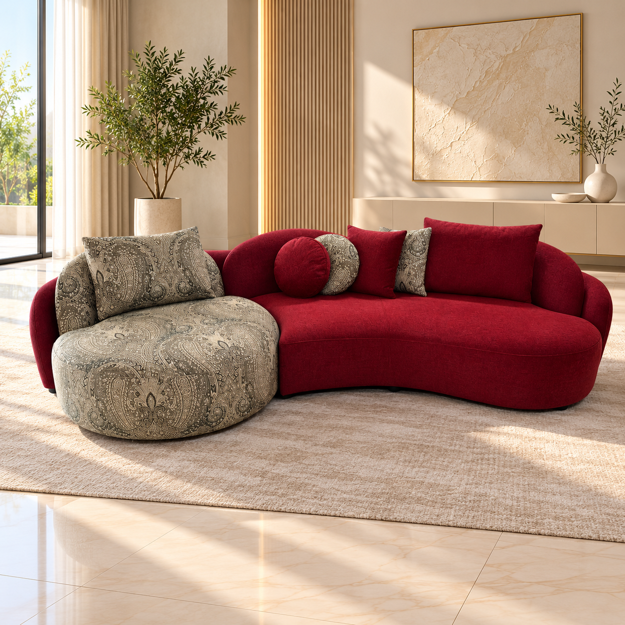Canapea Modulară Noa – Design Curbat, Tapițerie Personalizabilă