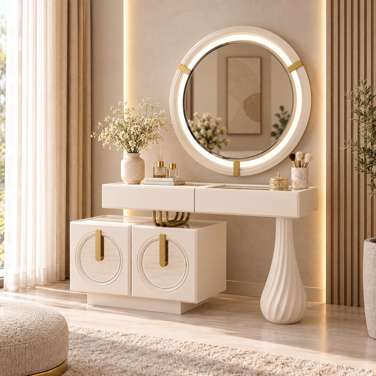Dormitor Praga – Set Dormitor Modern și Elegant, Crem