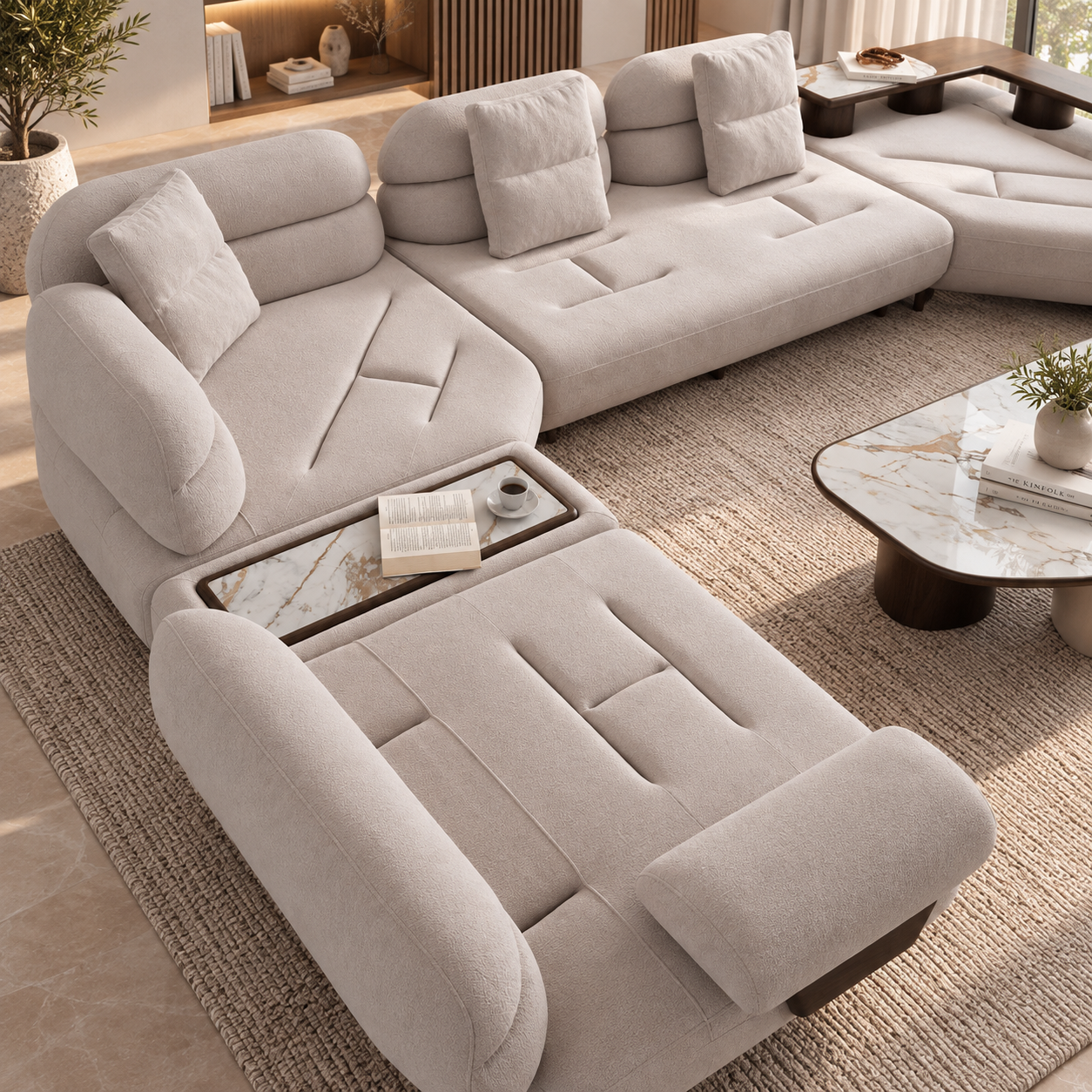 Colțar Modular Boffi – Design Modern, Configurabil în Diverse Stofe și Culori