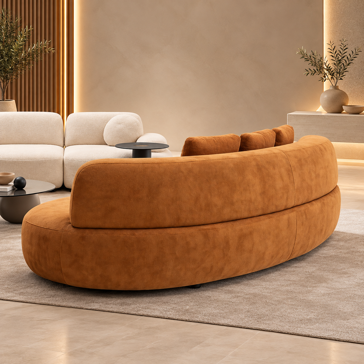 Canapea Saddle Bouclé – Fixă sau Modulară, Configurabilă și Personalizabilă