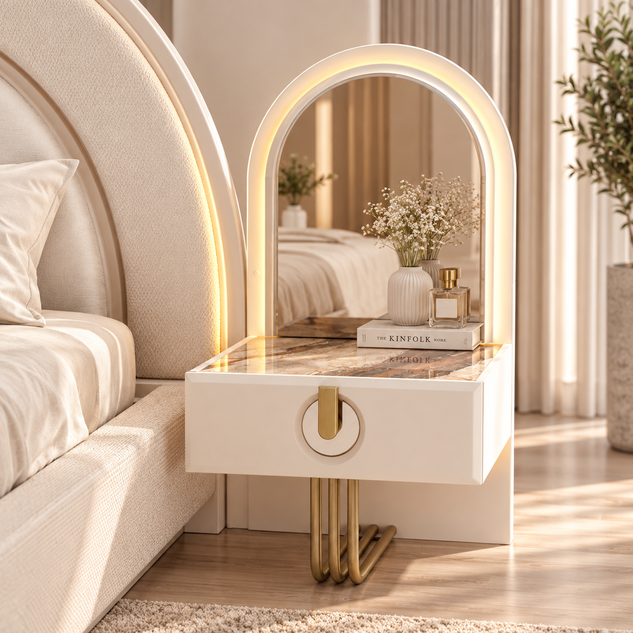 Dormitor Praga – Set Dormitor Modern și Elegant, Crem