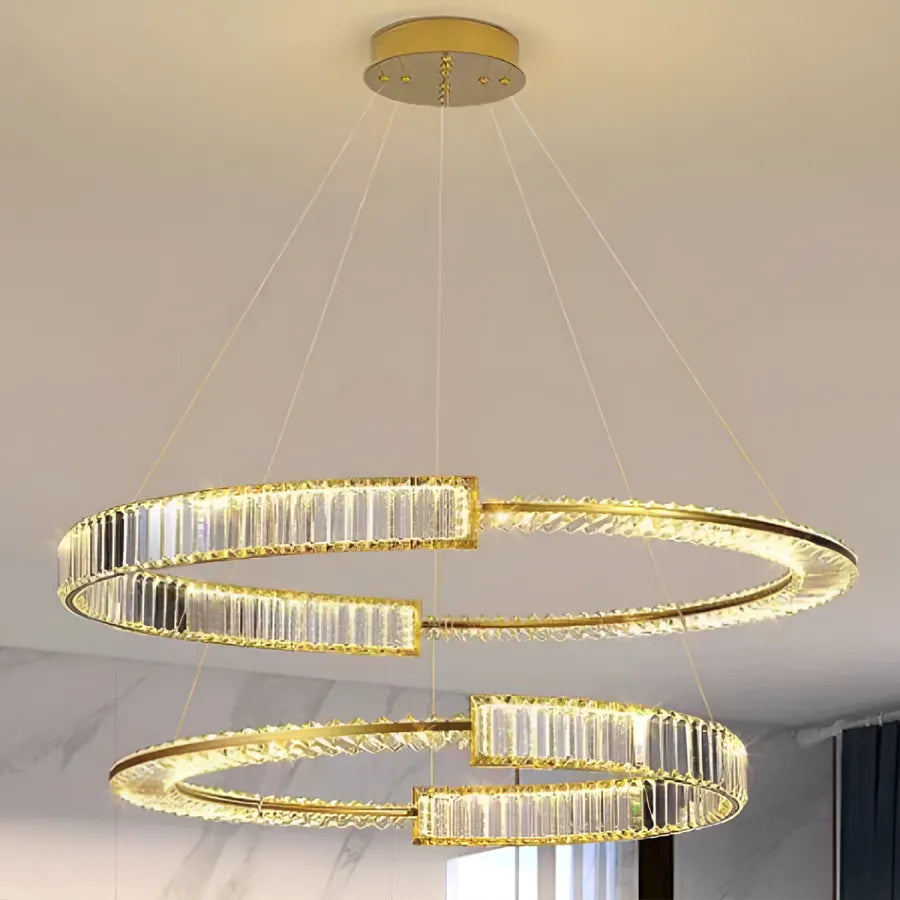 Lustra LED Cu Telecomanda Cristal Hart Auriu
